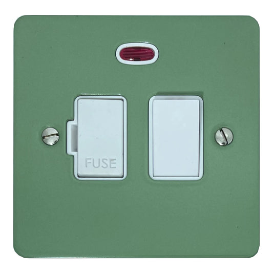 Flat Sage Green Switched Fuse Spur with Neon (White Switch)