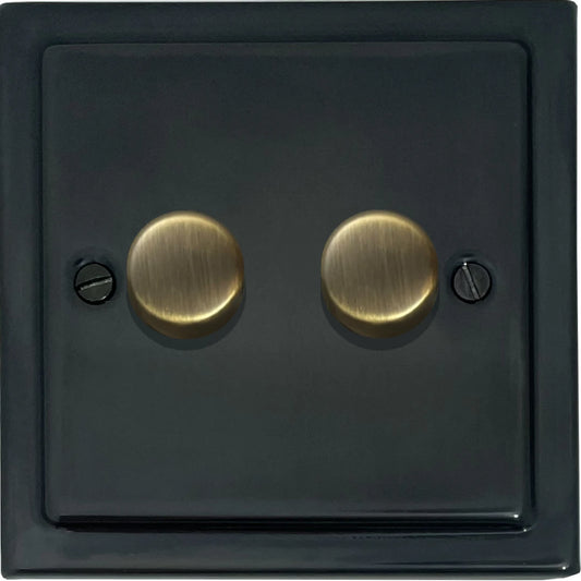 Victorian Black Bronze 2 Gang  LED Dimmer