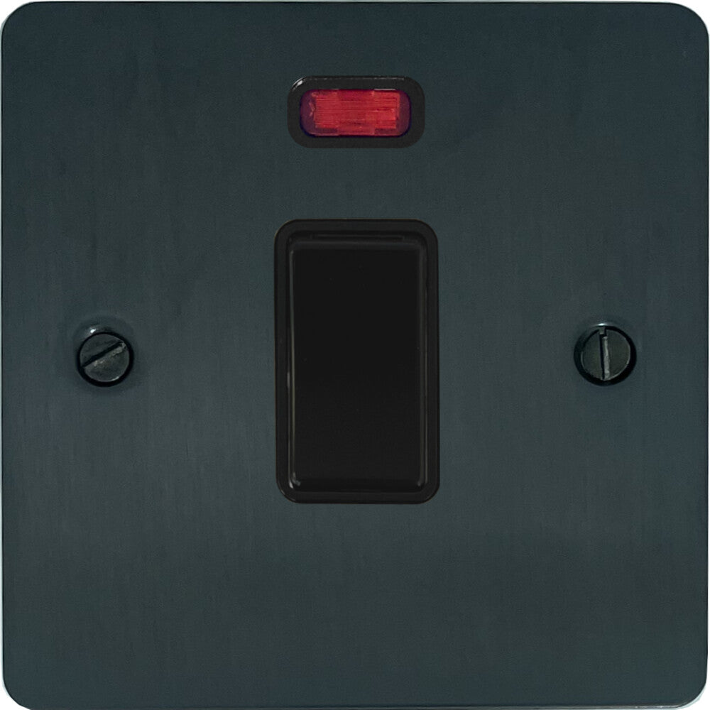 Flat Black Bronze 20A Dp Switch + Neon