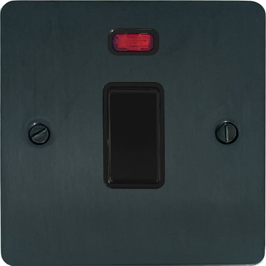 Flat Black Bronze 20A Dp Switch + Neon