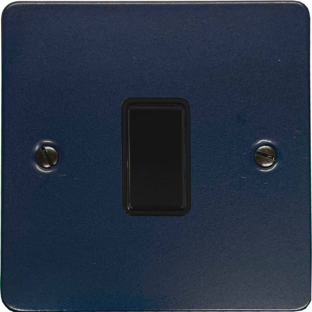 Flat Blue 1 Gang Switch (Black Switch)