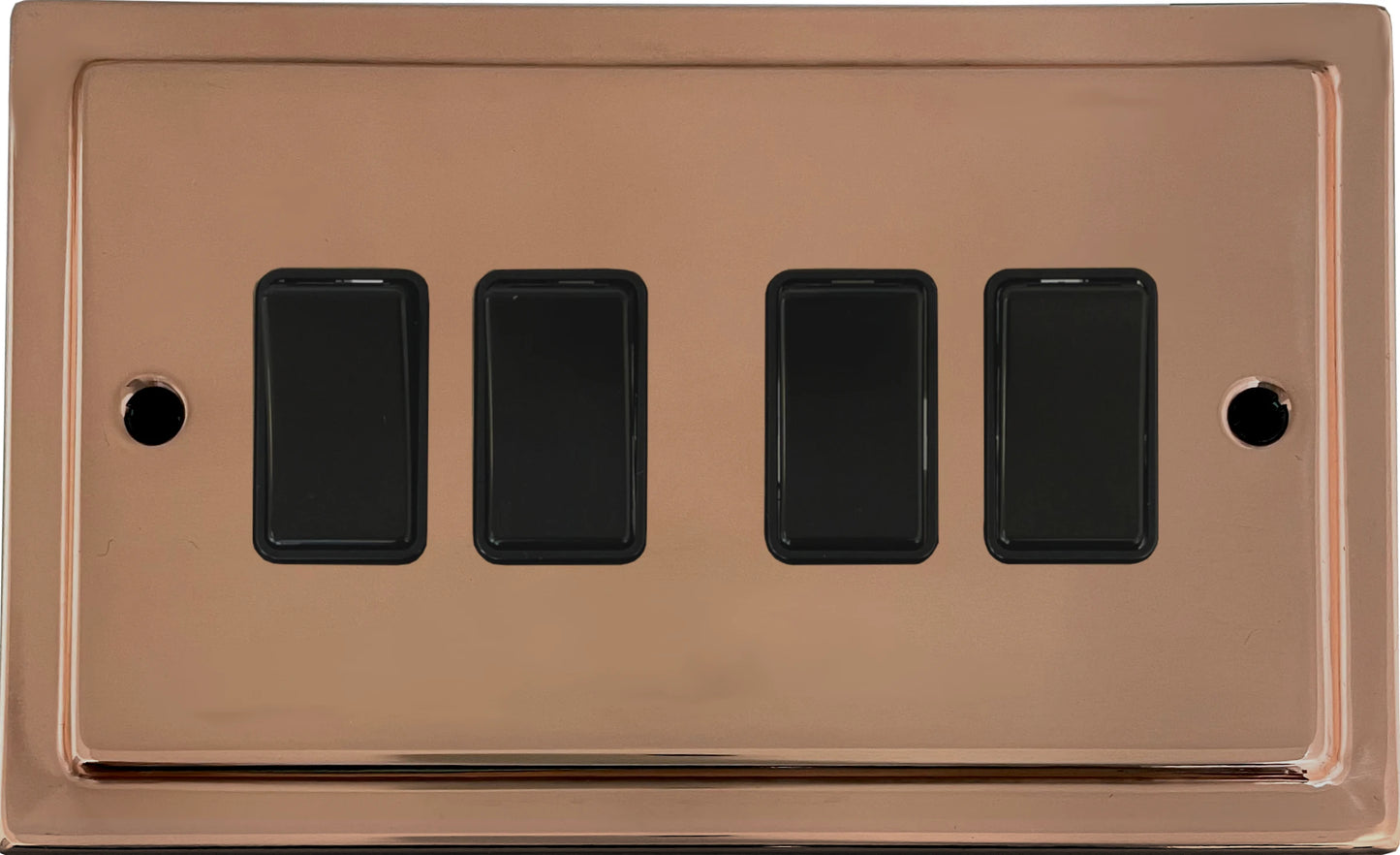 Victorian Polished Copper 4 Gang 2 Way Switch