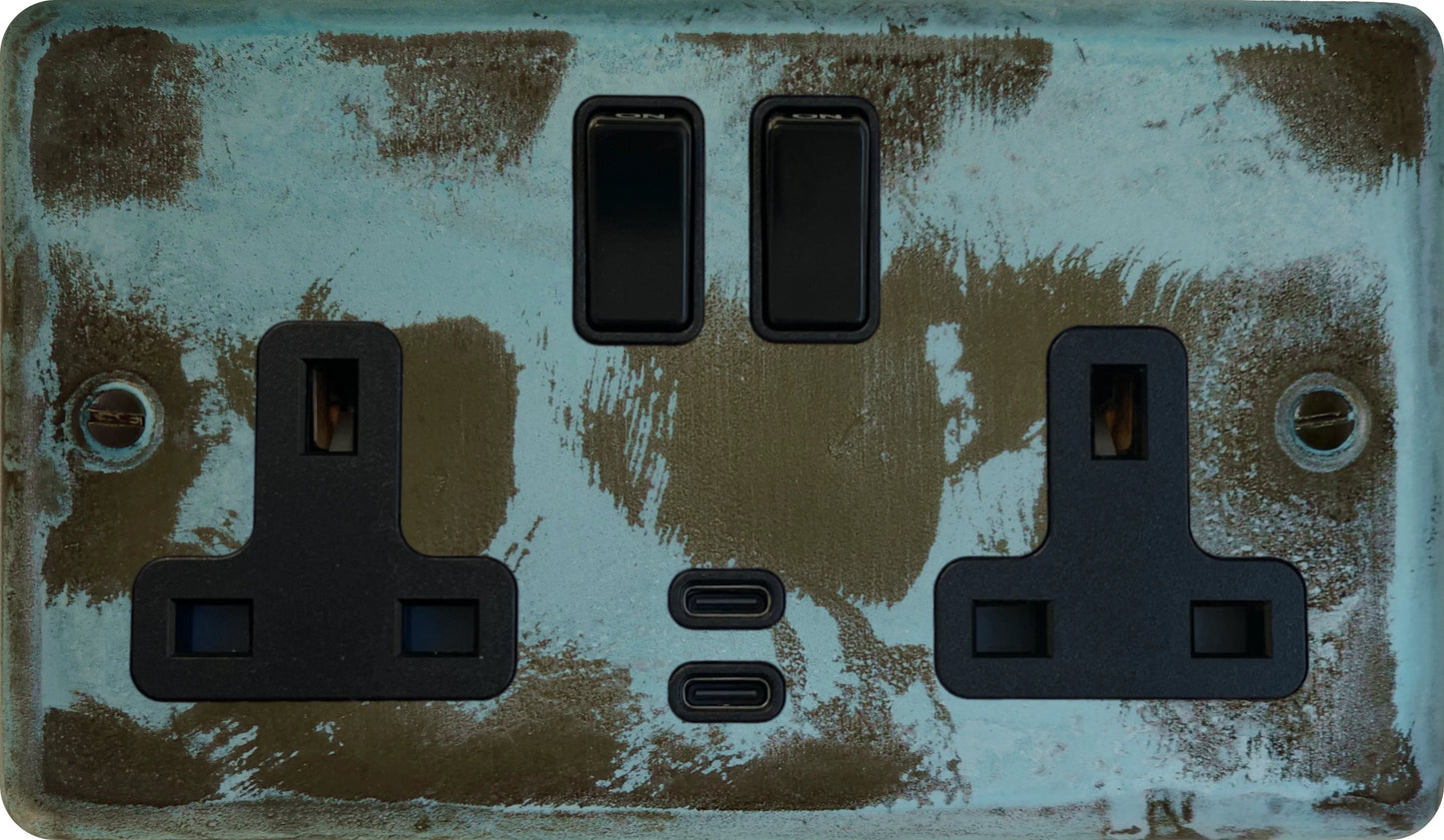 Contour Verdigris  2 Gang Socket with USBC