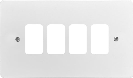 Flat White 4 Gang Grid Plate