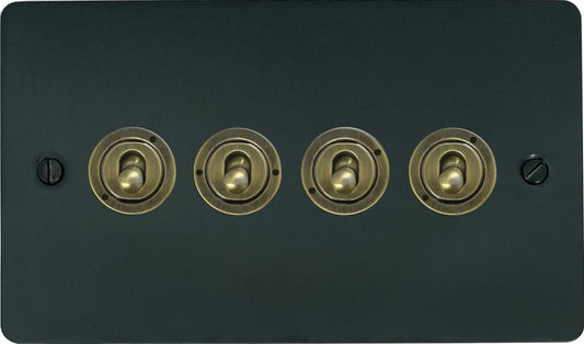 Flat Black Bronze 4 Gang 2 Way Toggle