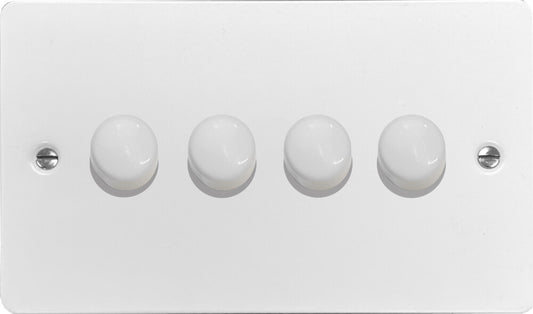 Flat White 4 Gang 120W LED Dimmer