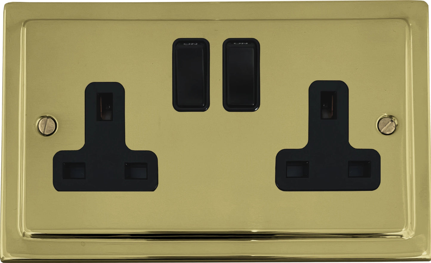 Victorian  Polished Brass  2 Gang Socket