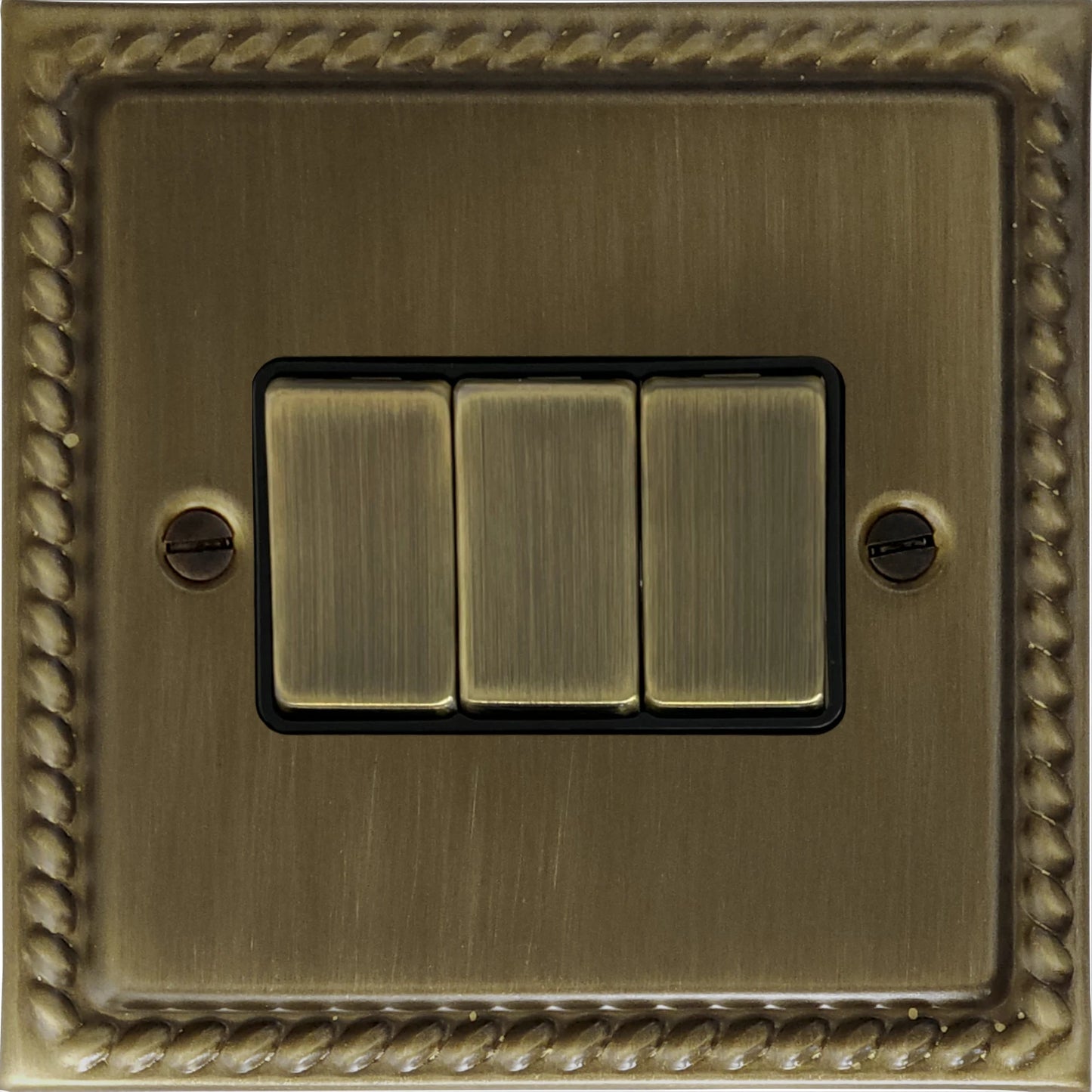 Georgian Antique Brass 3 Gang Switch (Brass Switches)