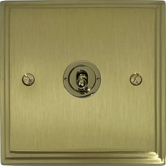 Victorian Satin Brass 1 Gang Grid Toggle Plate (Plate Only)