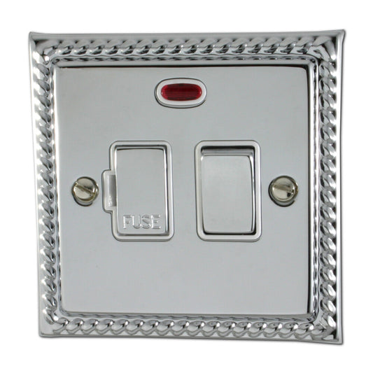 Georgian Polished Chrome Switch Fused Spur & Neon