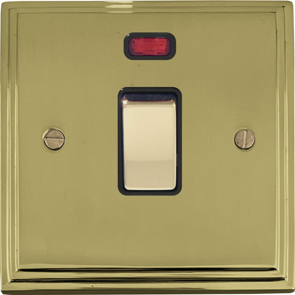 Victorian Polished Brass 20 Amp Dp Switch & Neon