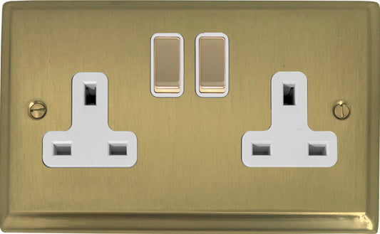 Deco  Satin Brass  2 Gang Socket