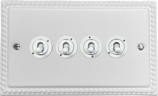 Georgian Flat White 4 Gang Toggle (White Toggle)