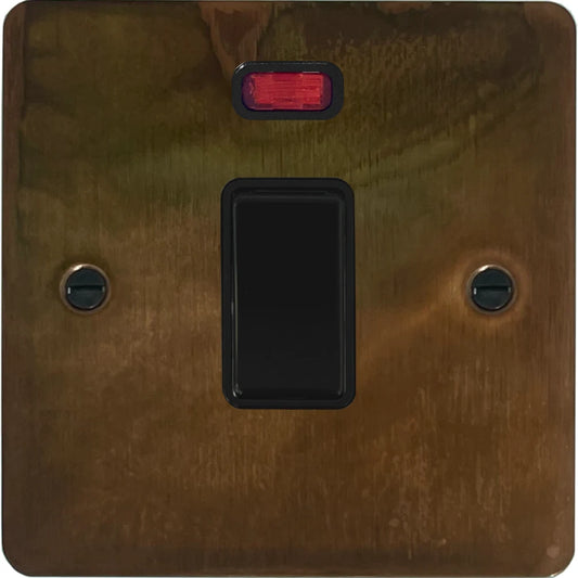 Flat Tarnished Copper 20A Dp Switch + Neon