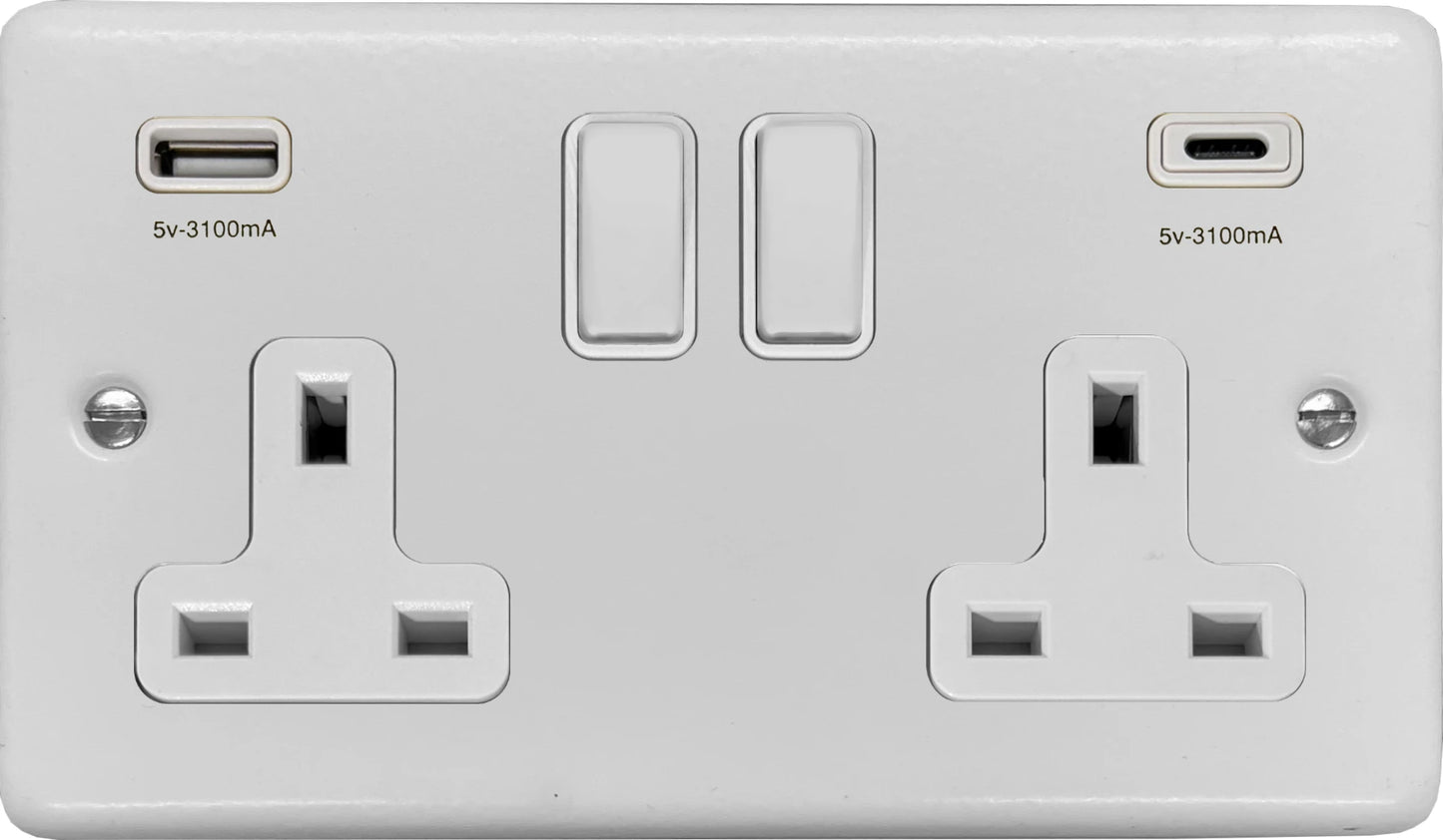 Contour Flat White Contour 2 Gang USBC Socket