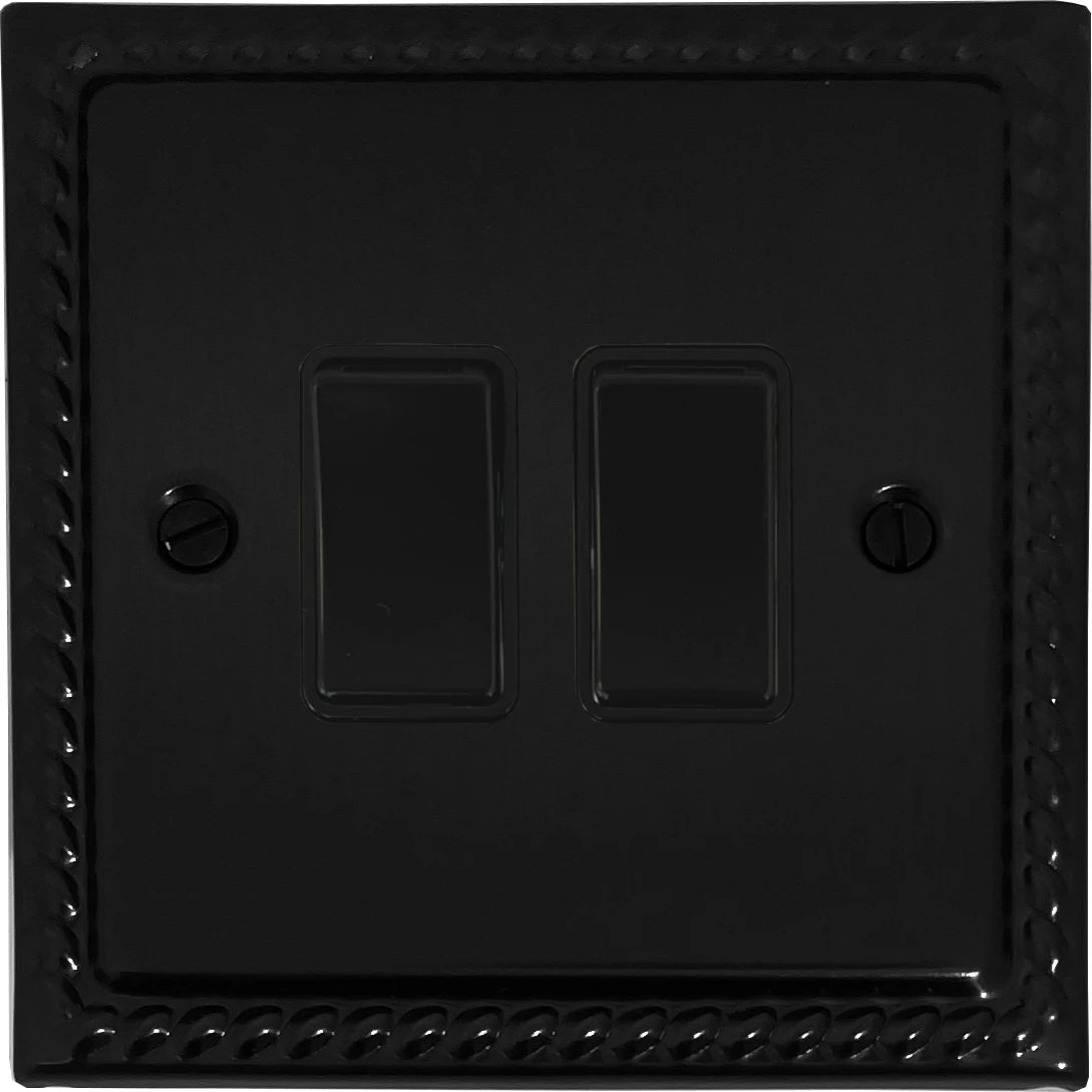 Monarch Flat Black 2 Gang Switch (Black Switches)