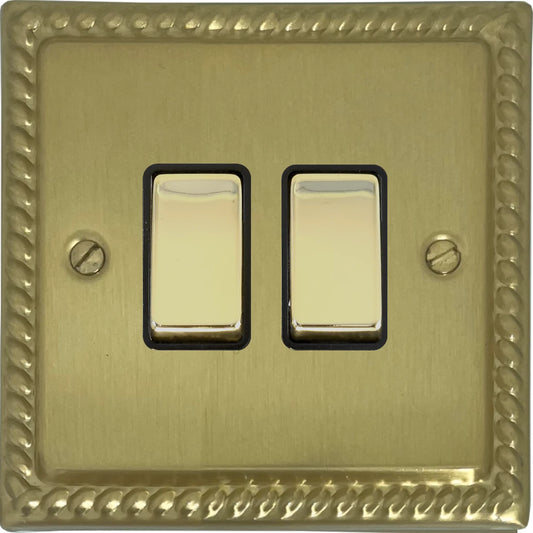 Monarch Satin Brass 2 Gang Switch
