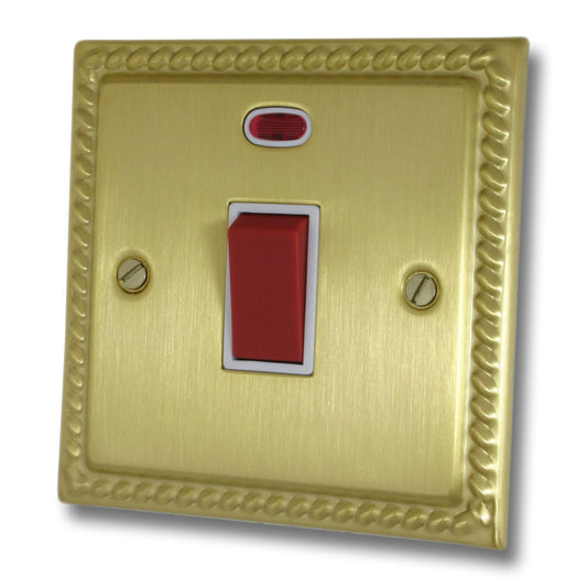 Georgian Satin Brass 45 Amp Dp Switch & Neon