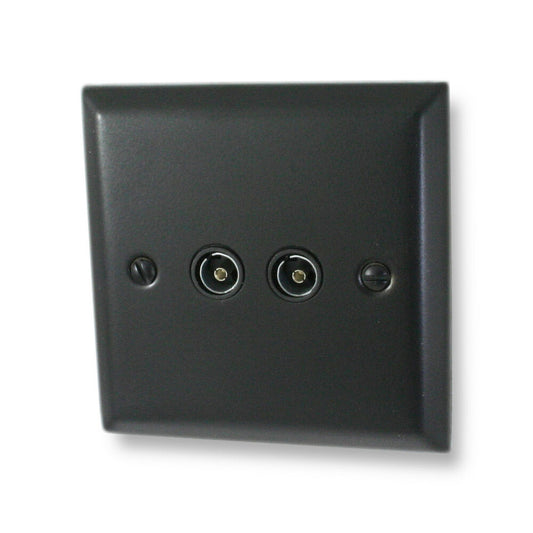 Spectrum Flat Black  2 Gang Coax Socket