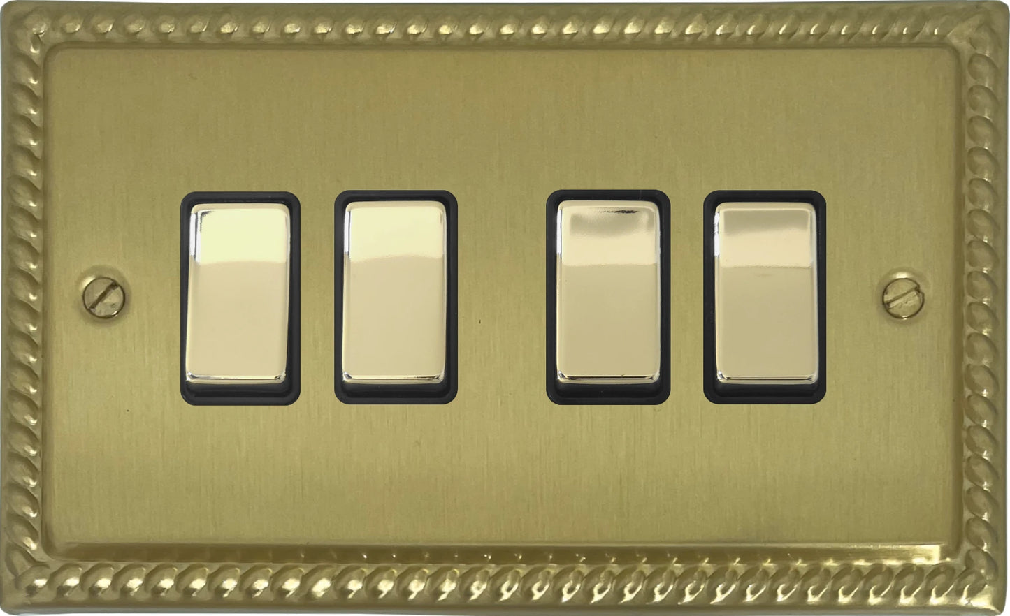 Georgian Satin Brass 4 Gang Switch
