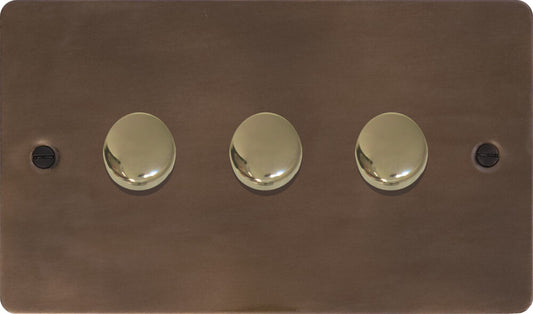 Flat Medium Bronze 3 Gang LED Dimmer