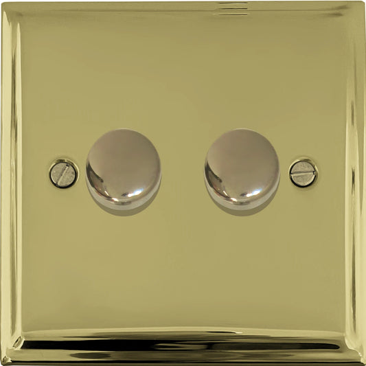 Deco Polished Brass 2 Gang 120W LED Dimmer