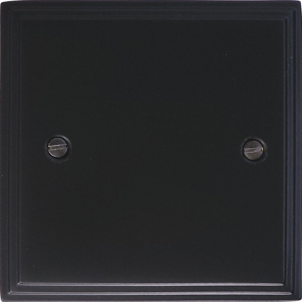 Victorian Flat Black 1 Gang Blank Plate