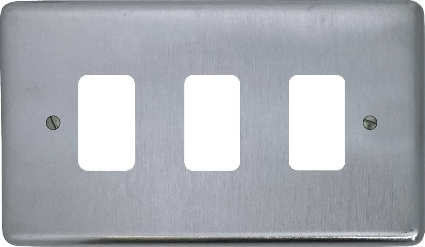 Contour Satin Chrome 3 Gang Grid Plate