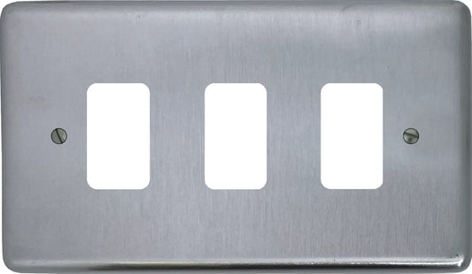 Contour Satin Chrome 3 Gang Grid Plate