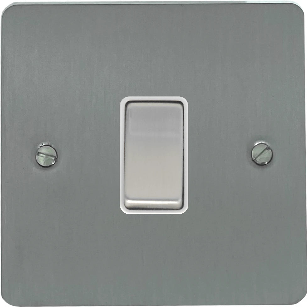 Flat Brushed Steel 1 Gang 2 Way Switch