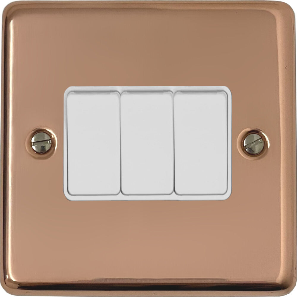 Contour Bright Copper 3 Gang 2 Way Switch