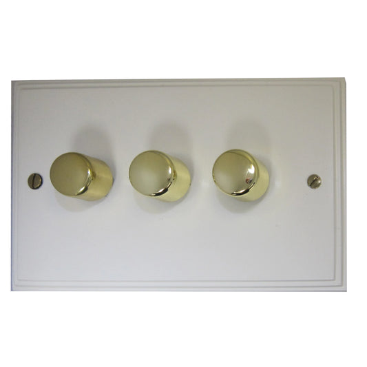 Victorian Flat White 3 Gang LED Dimmer