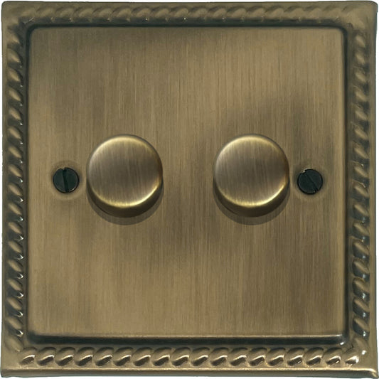 Georgian Light Antique Brass 2 Gang LED Dimmer