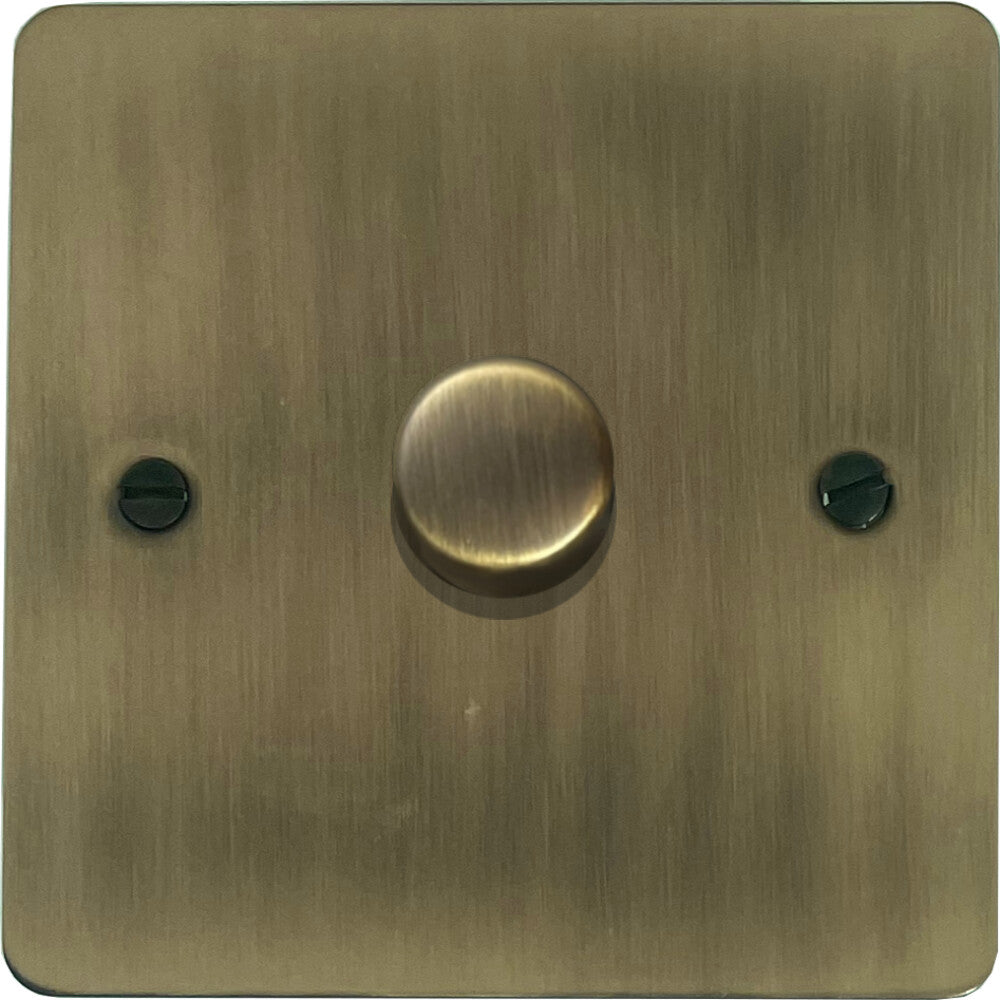 Flat Light Antique Brass 1 Gang LED Dimmer
