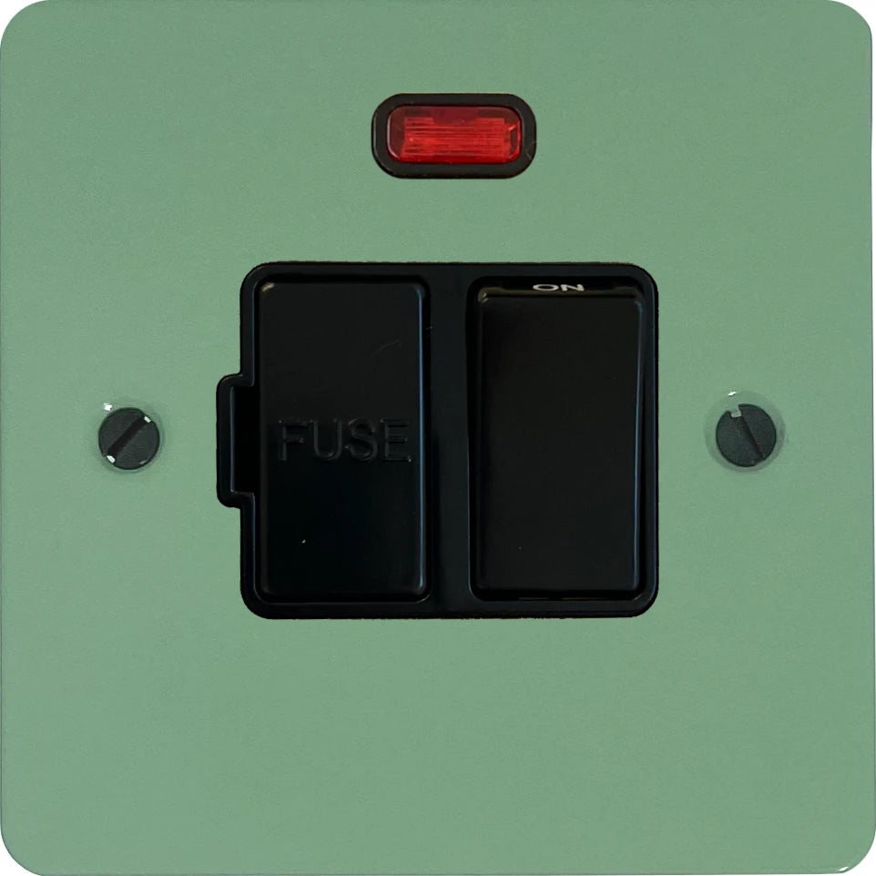 Flat Sage Green Switched Fuse Spur with Neon (Black Switch)