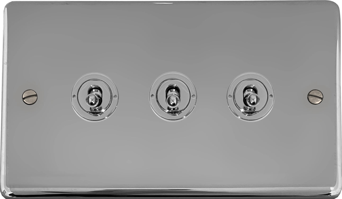Contour Polished Chrome 3 Gang Toggle Switch