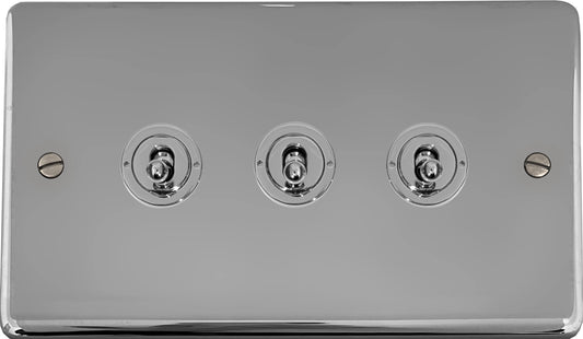 Contour Polished Chrome 3 Gang Toggle Switch