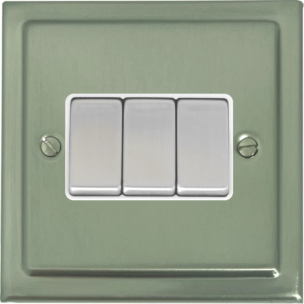 Victorian Satin Nickel 3 Gang Switch