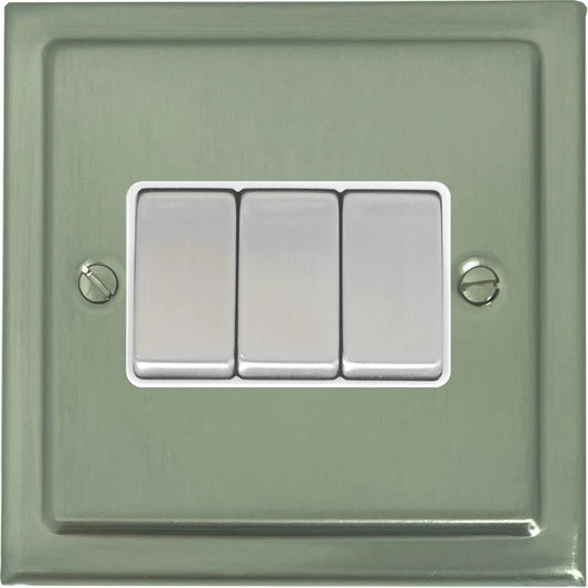 Victorian Satin Nickel 3 Gang Switch