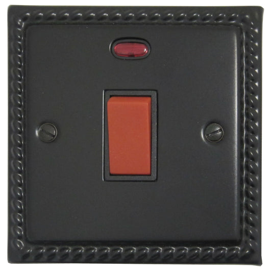 Georgian Flat Black 45A Dp Switch Small Plate