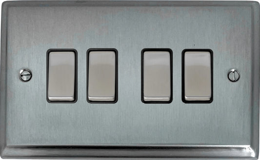 Deco Satin Chrome 4 Gang 2 Way Switch