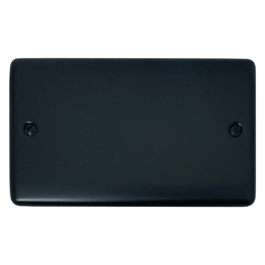 Basics Matt Black 2 Gang Blank Plate