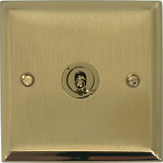 Deco Satin Brass 1 Gang Toggle (Polished Brass Toggle)