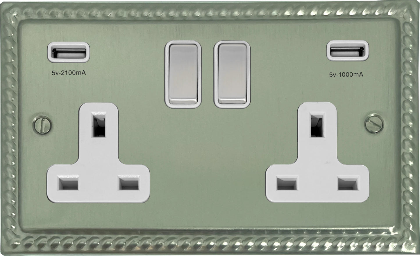 Monarch Satin Nickel 2 Gang Usb Socket