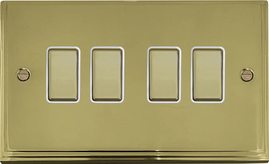 Victorian Polished Brass 4 Gang 2 Way Switch