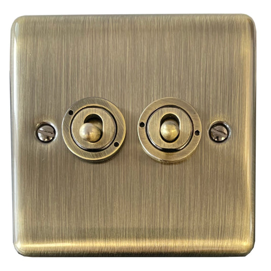 Basics Antique Brass 2 Gang Toggle Switch