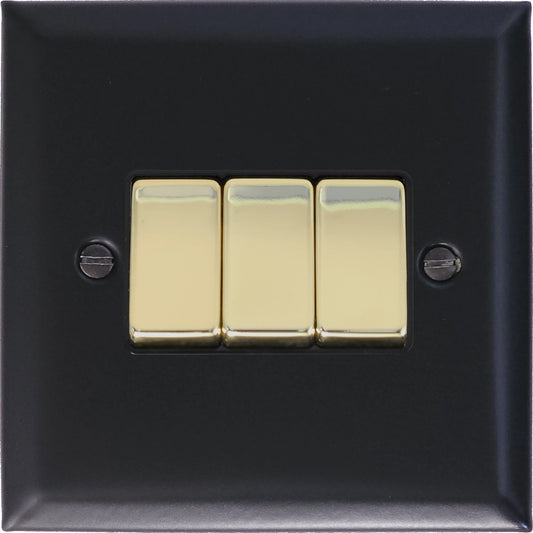 Spectrum Flat Black  3 Gang Switch