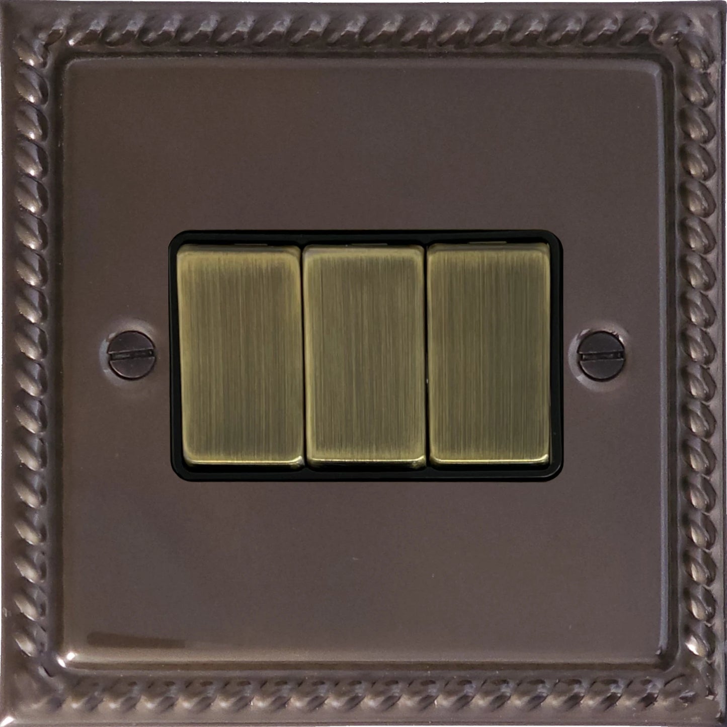 Georgian Medium Bronze 3 Gang Switch