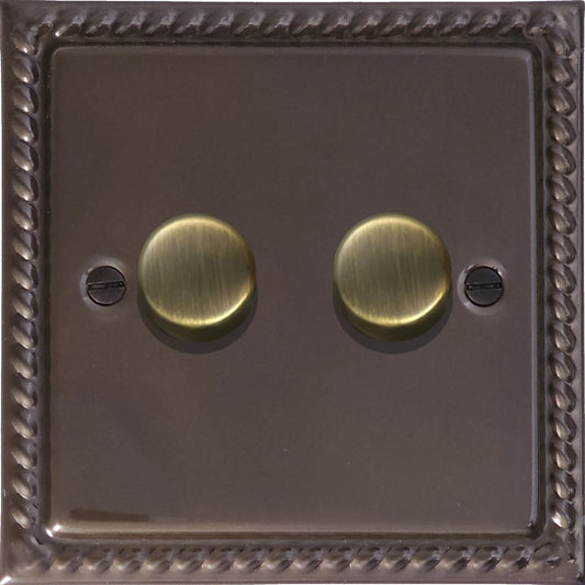 Georgian Medium Bronze 2 Gang LED Dimmer