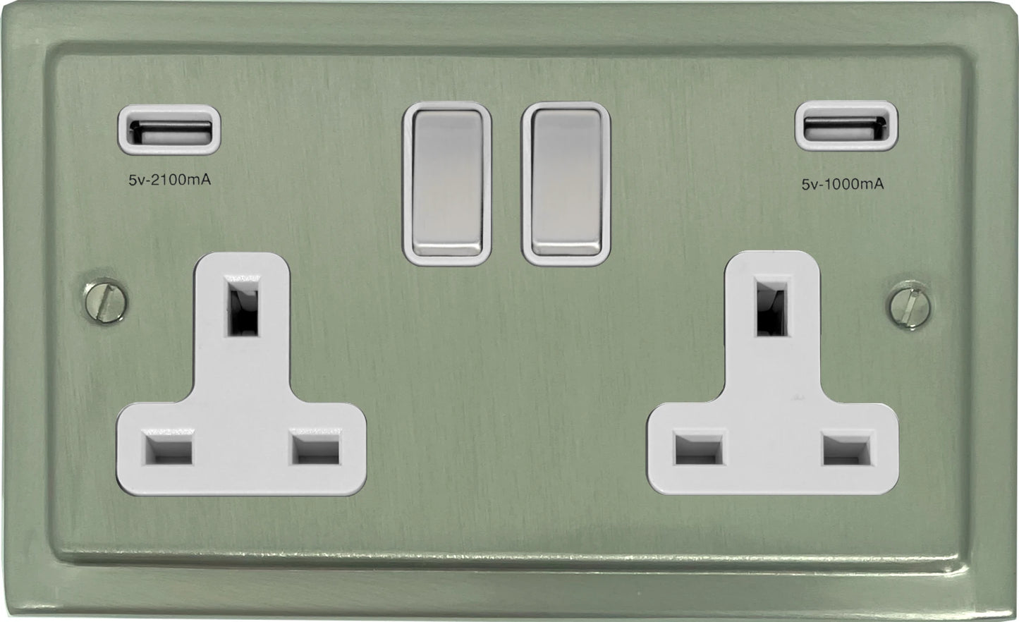 Victorian Satin Nickel 2 Gang Usb Socket